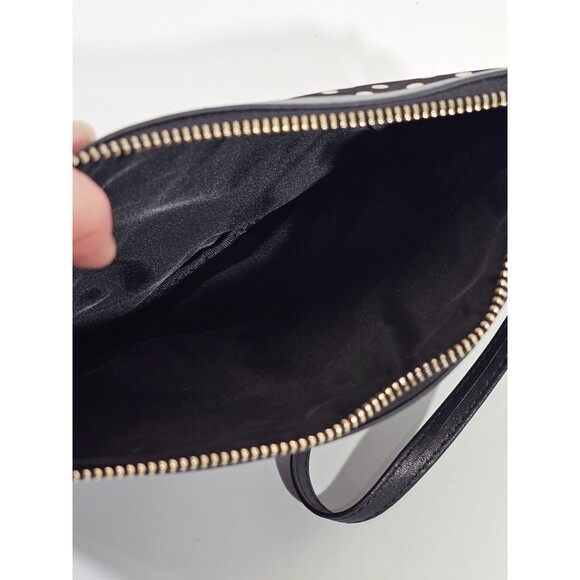 MW St. John Black & White Polka Dot Zip Top Clutch Wristlet Make Up Bag Purse - Picture 5 of 5